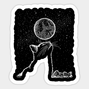 Cat and moon Sticker